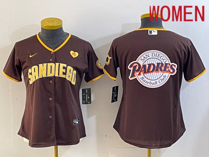 Women San Diego Padres Blank Browm Game 2024 Nike MLB Jersey style 11->women mlb jersey->Women Jersey